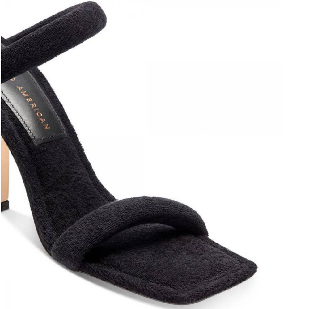 Good American Terry Square Toe Strappy Heeled Sandals In Black Size 11 New - Picture 5 of 14